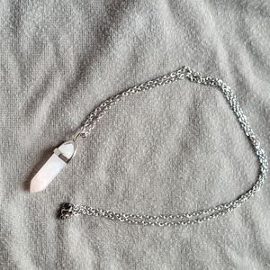 Womens Natural Stone Crystal Healing Chakra Pendant Silver Chain Necklace